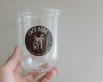 Pegatinas para baby shower de Cafe Bebe, pegatinas redondas personalizadas de 2 pulgadas