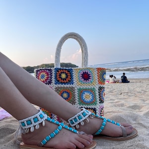 Sandálias de verão, Chinelos boho com miçangas, Sandálias de verão boho, Sandálias artesanais com miçangas, Sandálias de couro natural, Sandálias gladiadoras
