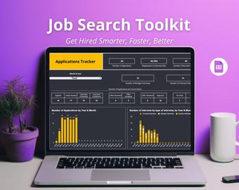 Job Application Tracker | Google Sheets Job Search Planner, Resume and Interview Organizer, Checklist & Dashboard
