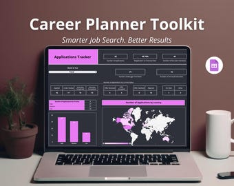 Career Planner & Tracker | Google Sheets Applications, Interview Dashboard, Checklist and Analytics