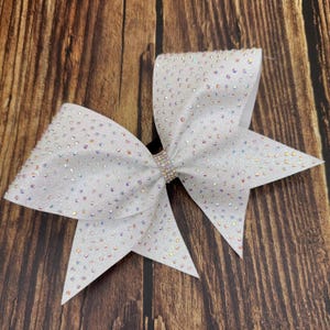 White Glitter and Full Scatter Rhinestone Cheer Bow