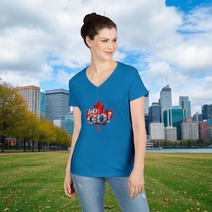 Toronto V-Neck Tee: Ladies&#39; 100% Cotton Canada Day Shirt