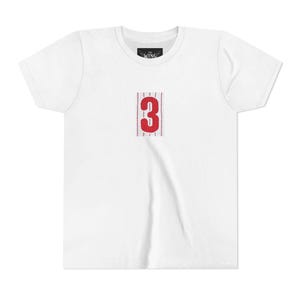 Youth Short Sleeve Tee with Number 3, Kids Casual Wear, Birthday Gift, Sports Day, School Activities, Team Spirit
