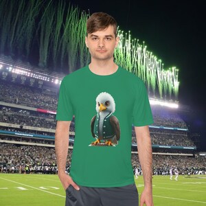 T-shirt unisexe évacuant l&#39;humidité avec motif aigle ludique, vêtements de sport confortables, parfait pour les jours de match, séances de sport