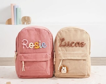 Zaino in velluto a coste personalizzato, borsa per bambini con nome personalizzato, zaino scolastico per bambini, borsa per l'asilo, regalo per il ritorno a scuola, borsa per la cameretta di bambino/bambina