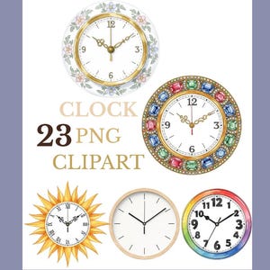 23 Clock PNG Clipart Set | Watercolor Clock Illustrations | Vintage Modern Clock PNG | Clock Clipart Bundle for Sublimation & DTG