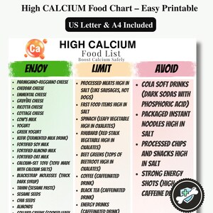 Lista de Alimentos Ricos em Cálcio, Tabela em PDF | Dieta Rica em Cálcio, Alimentos para Osteoporose e Menopausa | Guia de Alimentação Saudável para Imprimir