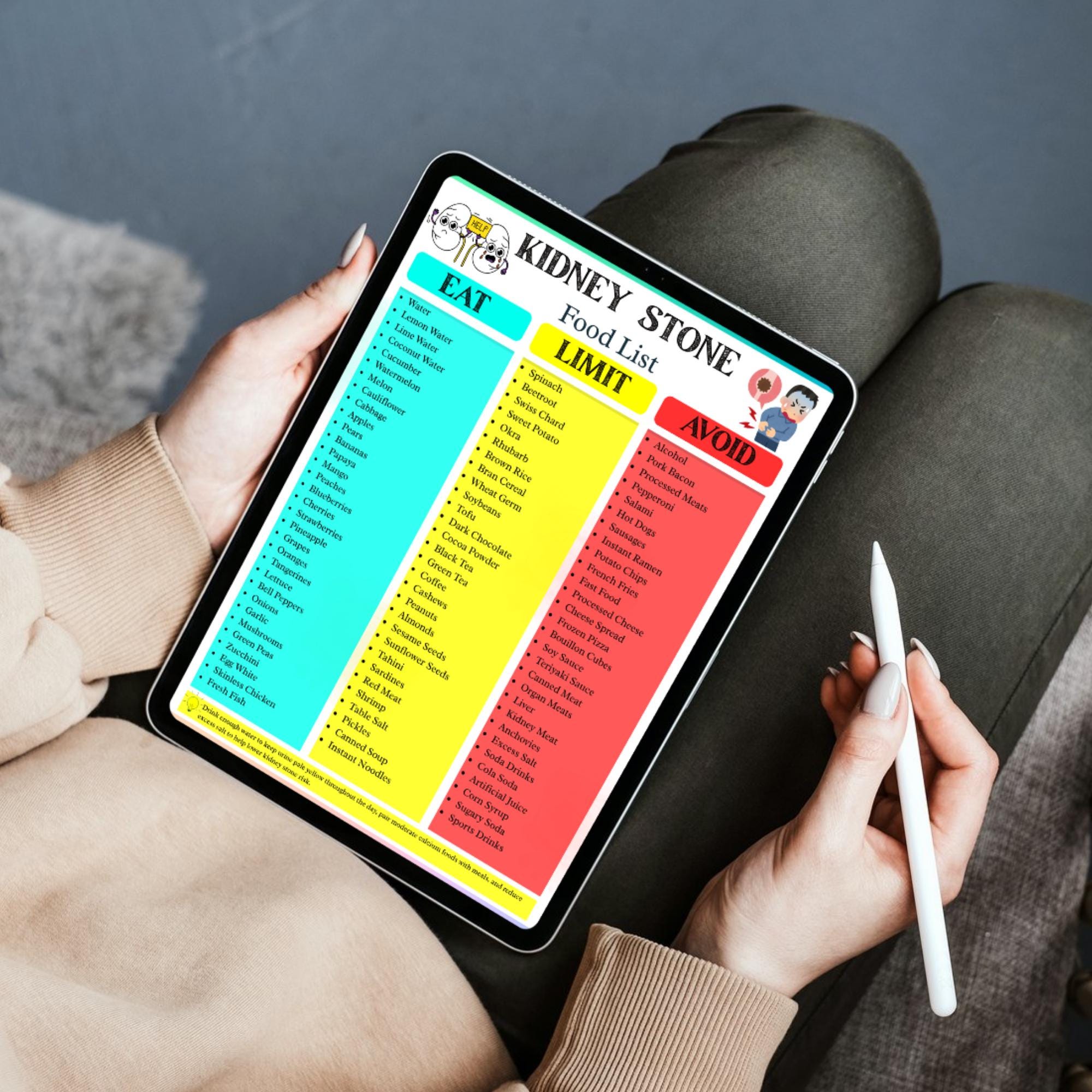 Kidney Stone Food List Printable | Kidney Stone Diet Chart and Oxalate ...