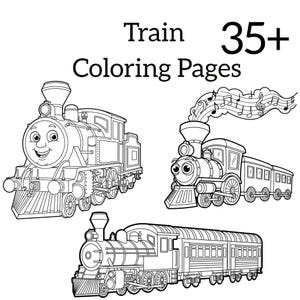 Train Coloring Pages – Printable Trains Coloring Book for Kids – Transportation Coloring PDF – US Letter + Digital Download Link