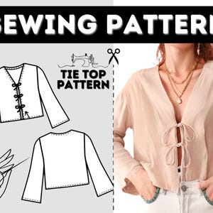 Front Tie Top Pattern | Summer Top Pattern | Blouse Pattern | Sewing Pattern Women | Top Pattern | Easy Top Beginner Pattern Front Tie Top