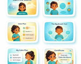 Herramienta para el manejo de la ira para niños / Miniprograma Calma la tormenta / Actividad de regulación emocional / Recurso SEL