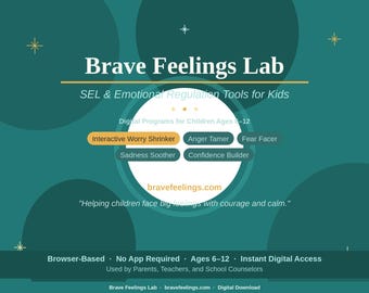 Miniprograma de regulación emocional para niños / Herramienta para consejeros escolares / Actividad interactiva SEL / Programa para reducir las preocupaciones