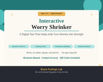 Miniprograma para reducir las preocupaciones para niños / Herramienta interactiva para el manejo de la ansiedad y las preocupaciones / Actividad de aprendizaje socioemocional