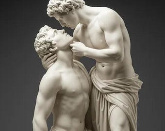 Eros and Anteros Statue Art Print, Gay Couple, Greek Mythology Home Decor