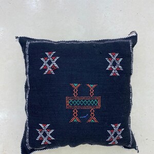 Moroccan Cactus Silk, Sabra Pillow Cover, Boho Throw Pillow, Artisan Cushion, Ethnic Accent, Natural Fabric, Handmade Home Decor