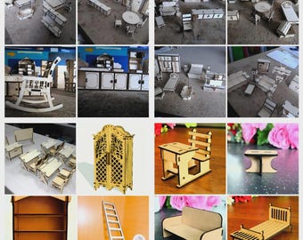 Laser Cut Dollhouse Furniture SVG - 3mm Miniature Furniture Plans (Digital Download)