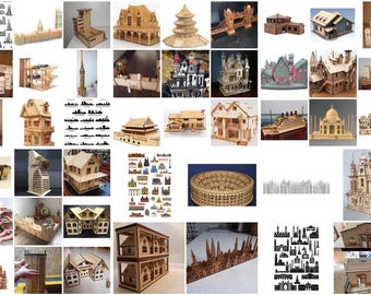 World Architecture 3D Puzzle: Buildings & Bridges, Laser Cut Files (Svg, Dxf Digital Download)