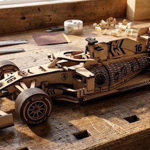 Modello vettoriale in legno 3D tagliato al laser con guida di montaggio