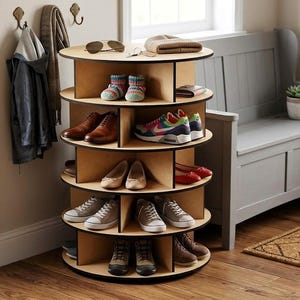 Torre de zapateros giratoria DIY, archivos cortados con láser (dxf, svg, ai, cdr)