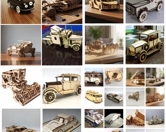 Car Model 30+ Laser Cut Files DIY Designs: 3D Puzzle (Svg, Dxf, Cdr)