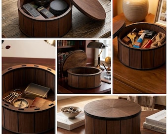 Round Wooden Storage Box Organizer – Laser Cut Toolbox With Lid (Digital Files)