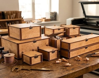 Wooden Storage Box Organizer SVG Bundle | Laser Cut Plywood Box Templates (Digital Download)