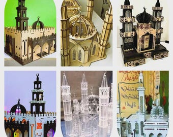 Mosque 3D Puzzle Bundle: Muslim Architecture Vector DIY Designs (Digital Download) laser cut files