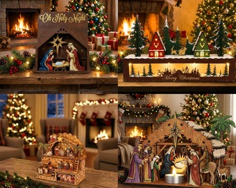 Bundle of Nativity Scenes Christmas Decor dxf svg eps ai pdf Lasercut Files