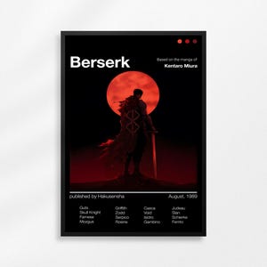 Berserk Anime Poster: Guts Manga Art Print - Retro Minimalist