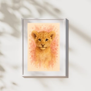 Adorable Lion Nursery Print for Your Little Safari Explorer – Pink Jungle Theme Wall Art