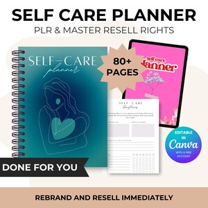 PLR Self Care Planner, MRR Self Care Planner, Private Label Rights, Master Resell Rights, Canva Template, Commercial Use, Canva Editable