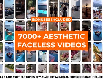 Meer dan 7000 gezichtsloze esthetische video's Bundel met gezichtsloze haspels PLR- en MRR-doorverkooprechten DFY Instagram-marketingsjablonen Faceless digitale marketing