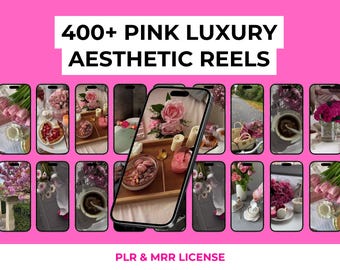 400+ PINK Faceless Aesthetic Videos, Faceless Reels Bundle, PLR and MRR, dfy Instagram Marketing Templates, Faceless Digital Marketing