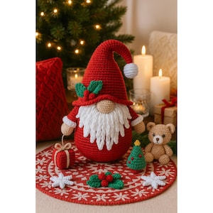 Haakpatroon kerstkabouter pdf, amigurumi kerstman digitale download, kerstdecor amigurumi, kerstcadeau