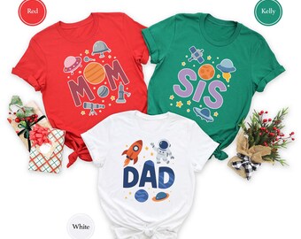 Personalized Space Family Cotton Blend Shirt, Custom NASA Shirt