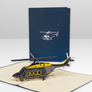 3D Pop Up Helicopter Greeting Card, Aviation Gift, Pilot Gift, Birthday,