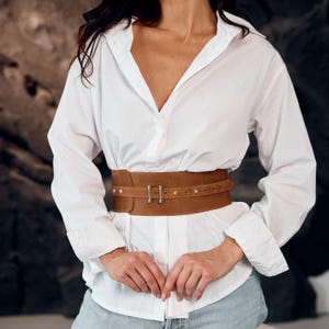 Leather waist belt for women, Wide belt for dresses, Underbust waist belt, Leather corset belt, Waist cincher belt, Brown wide belt