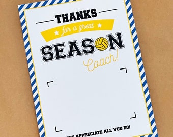 Water Polo Coach Gift Card | 5x7 Printable Gift Card for Waterpolo Coach | Thanks for a Great Season Coach | Gift for a Water Polo Coach