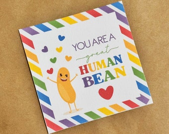 Jelly Bean Gift Tag 3x3 | Jelly Belly Gift Tag | You are a Great Human Bean | Candy Tag for Staff, Friends or Co-Worker Gift