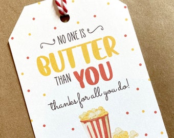 Printable Popcorn Tag | Popcorn Thank You Gift Tags | Teach Appreciation Tag | Staff Appreciation Tag | Thank You Tag