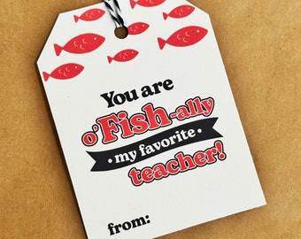 Fish Candy Gift Tag - You are o-fish-ally my Favorite Teacher - 3x4 Swedish Fish Appreciation Tag - Candy gift for Teachers