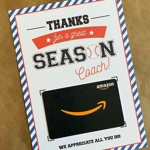 Baseball Coach Gift Card 5x7 Printable Gift Card for Coach Etsy