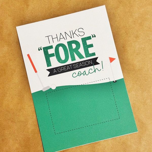 Golf Coach Gift Card | 5x7 Printable Gift Card for Golf Coach | Thanks FORE a Great Season Coach | Gift for a Golf Coach