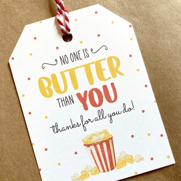 Printable Popcorn Tag | Popcorn Thank You Gift Tags | Teach Appreciation Tag | Staff Appreciation Tag | Thank You Tag