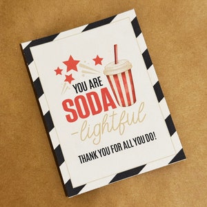 Soda Appreciation Tag | You are Soda-Lightful  | Soda Thank You Tag | Printable Appreciation tag for a coke | 3x4 Soda Bar Tag