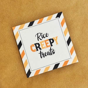 Halloween Rice Crispy Treats Gift Tag | Printable Halloween 3x3 Gift Tag | Halloween Rice CREEPY Treats Tag | Halloween Marshmellow Treat