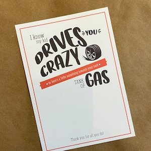 Porte-cartes-cadeau Gas Card | Porte-cartes d'essence 5 x 7 pouces | Carte-cadeau imprimable Cadeau pour enseignants, entraîneurs | Mon enfant vous rend fou
