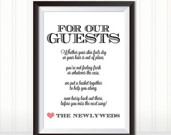 bathroom sign printable signs guest reception 8x10 basket restroom guests customizable diy custom