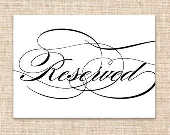 Reserved Wedding Sign - Printable Wedding Sign - 5x7 Digital Sign - Wedding Ceremony or Reception Sign - Wedding Sign in Calligraphy Font