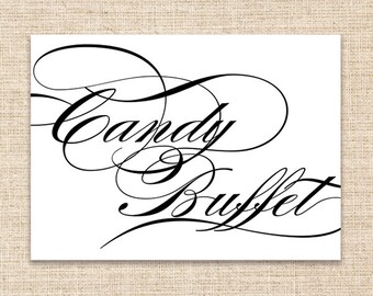 Candy Buffet Wedding Sign - Printable Wedding Sign - 5x7 Digital Sign - Wedding Reception Sign - Wedding Sign in Calligraphy Font